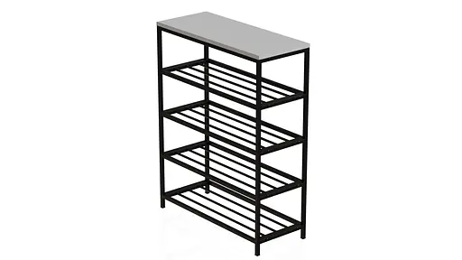 Полиця для взуття Слайм 4 Ferrum-decor 820x630x260 Чорний метал ДСП Білий 16 мм (FRD-105160) - фото 2