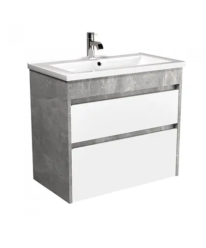 Тумба Мойдодир Polo Loft 80-U з умивальником Cosmo бетон з білим Сірий - фото 9