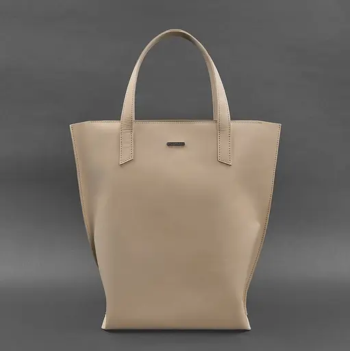 Шкіряна жіноча сумка шоппер D.D. світло-бежева краст - фото 6