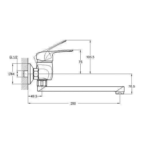 Смеситель для кухни Udis NHK12-A048 настенный однорычажный Хром 30412 - фото 2