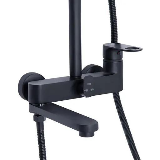 Душевая система универсальная Qtap Jay Black Matt с изливом QTJAY111BLM45549 - фото 2