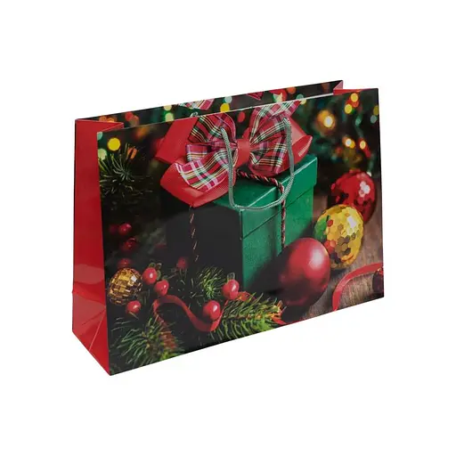 Пакет подарочный "Новогодний" 5053 цветной, большой горизонтальный 36 х 25 х 8,5см Вид 2 - фото 1
