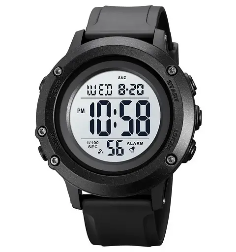 Мужские спортивные часы Skmei 1966 (Черные с белым циферблатом)