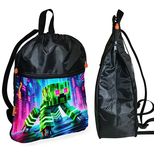 Рюкзак-мешок для обуви,спортивной формы Майнкрафт "Minecraft" детская сумка для сменки с расширителем (01295)