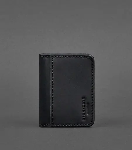 Кожаная обложка для ID-паспорта и водительского заседания 4.1 черная Crazy Horse с гербом - фото 1