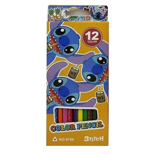 Карандаши пластиковые Стич, 12 цветов, 9768 (в ассортименте)