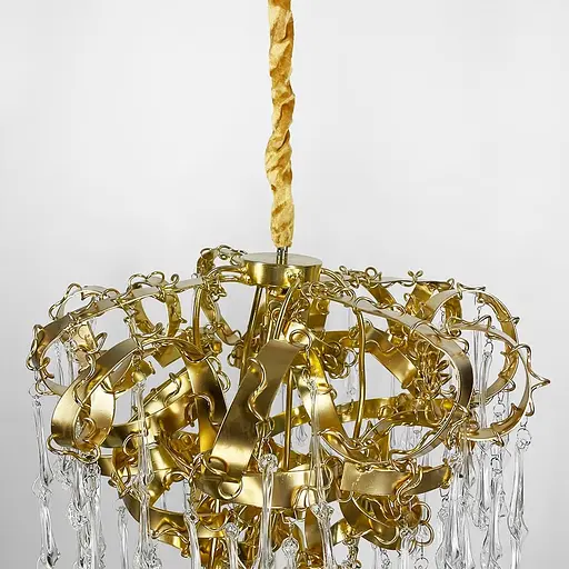 Невероятная хрустальная люстра в золотом корпусе Ø 60 см Ст. MD 9016/600-8P GD Line F - фото 5