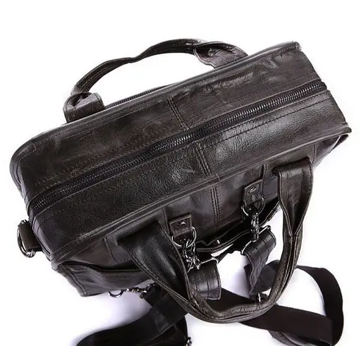 Вертикальная кожаная мужская сумка, трансформер серая John McDee 33х10х39.5 см sum0028429 - фото 5