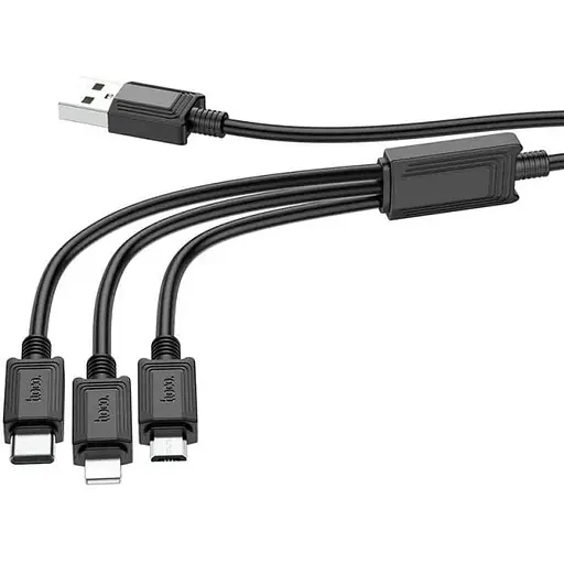 Кабель Hoco X74 3 in 1 charging cable iP+Micro+Type-C черный