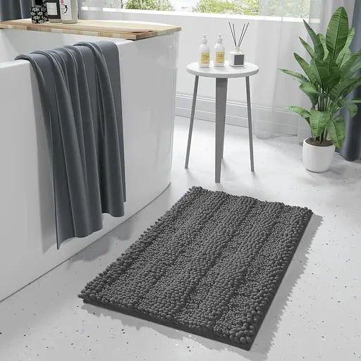 Роскошный шениловый коврик для ванной комнаты Aquarius 50х80 см Графит - Ультрамягкий, поглощающий