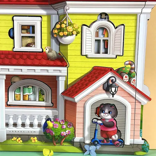 Дерев'яний пазл-вкладиш "Котячий літній будинок" Ubumblebees (ПСД272) PSD272 - фото 13