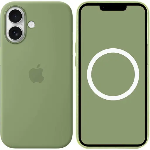 Чехол Silicone Case with Button, Animation & MagSafe для Apple iPhone 17 Light Moss AAA (153239)