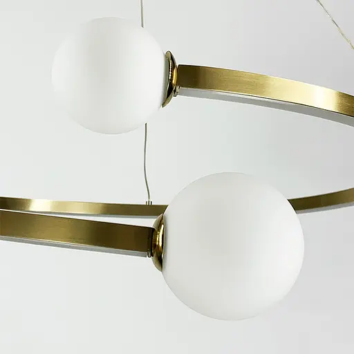 Латунна LED люстра Ring з 2 білими плафонами Ø 50 см | Арт. DE1C-500 AB | Line F - фото 3