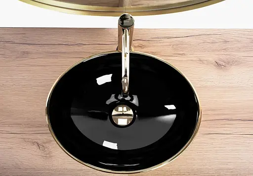 Умивальник Rea Sofia brushed gold black накладний REA-U3310, Золотий - фото 4