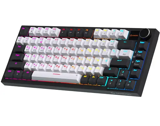 Клавіатура ігрова механічна GamePro MK-160-W-D Pro Wireless Hot-Swap Rainy Switch Black-White - фото 2
