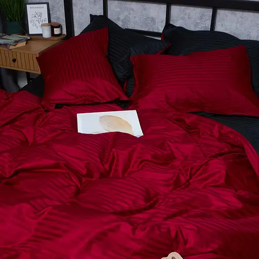 Комплект постельного белья Moon&Star Satin Stripe Dark Romance Полуторный Евро 160х220 наволочки 2х50х70 - фото 8