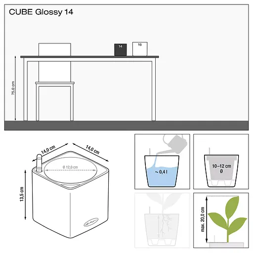 Вазон Lechuza Cube Glossy 14 червоний (13512) - фото 8