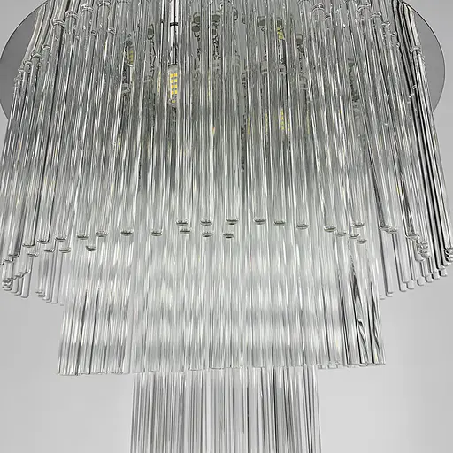 Люстра с тремя ярусами стеклянных трубок в хромированном корпусе Ø 60 см | Ст. MJ 100-600 CH | Line F - фото 4