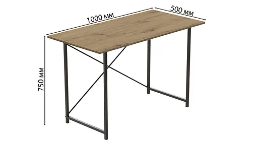 Стол письменный Line Лайт Ferrum-decor 750x1000x500 Черный металл ДСП Дуб Артизан 16 мм (FRD-104841) - фото 4