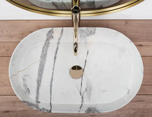 Умивальник Rea Nadia 60 Sand Matt накладний REA-U5800, Мармур - фото 4