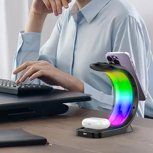 Зарядна станція 3in1 Magsafe RGB LED wireless charger - фото 4