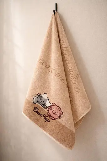 Кухонное полотенце из микрофибры 35x75 см быстросохнущие полотенца хорошо впитывают влагу Бежевое с детским принтом - фото 1