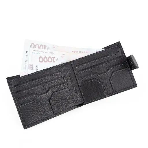 Портмоне чоловіче шкіряне De Esse LC47891-1 чорне на кнопці - фото 2