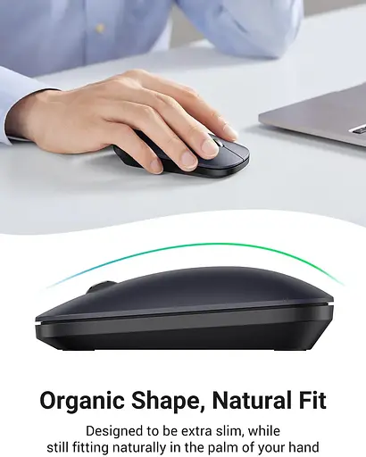 Мышка UGREEN 2.4GHz MU001, беспроводная, 4000dpi., 3кн., черная - фото 4