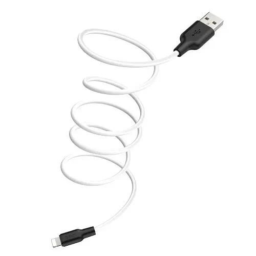 Кабель Hoco X21 Plus Silicone for Lightning 2,4A/1 м чорний, білий - фото 1