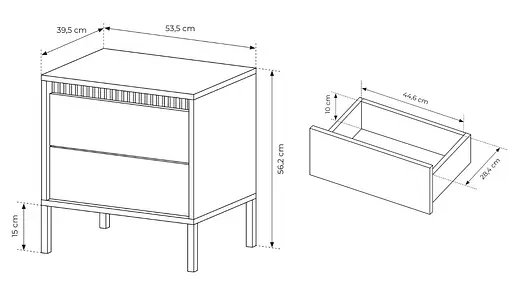 Тумба приліжкова Perfect Home Сенсо / Senso 2S/53 з 2 шухлядами Беж (PFH-092035) - фото 3