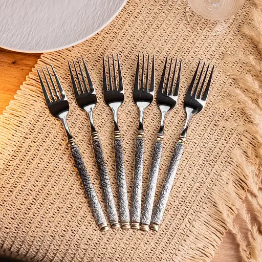 Набор столовых вилок Yiwu 6 штук из нержавеющей стали 21 см вилки кухонные столовые приборы классический стиль HP-16978-06 - фото 2