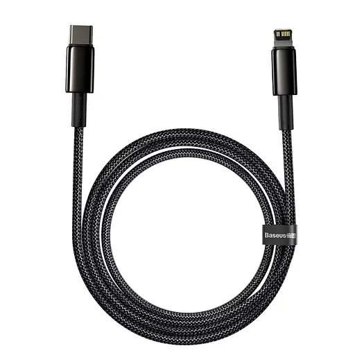 Кабель Baseus Tungsten Gold Fast Charging Data Cable Type-C to iP PD 20W 2m Black - фото 3
