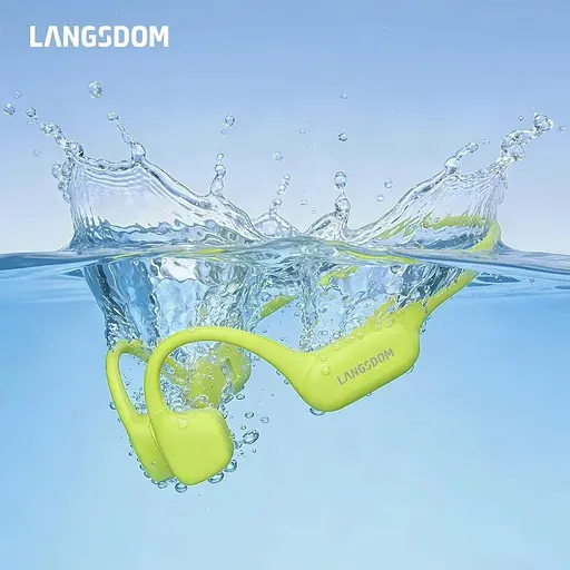 Бездротові кісткові навушники Langsdom BE23 для плавання, басейну і спорту 32 Гб жовтий - фото 2