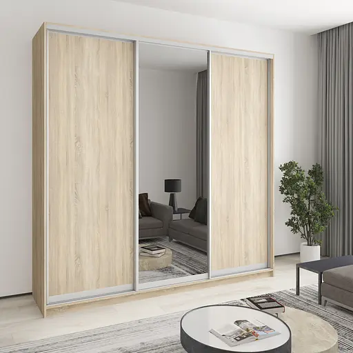 Шкаф-купе трехдверный MebelStar Комбо AL 2ДСП/Зеркало 240x45x240 см Дуб сонома (MBS-2124)