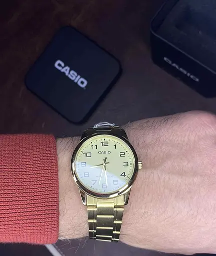 Наручні годинники чоловічі позолочені кварцові японські оригінал Casio MTP-V001G-9BUDF (модуль №5361) - фото 4