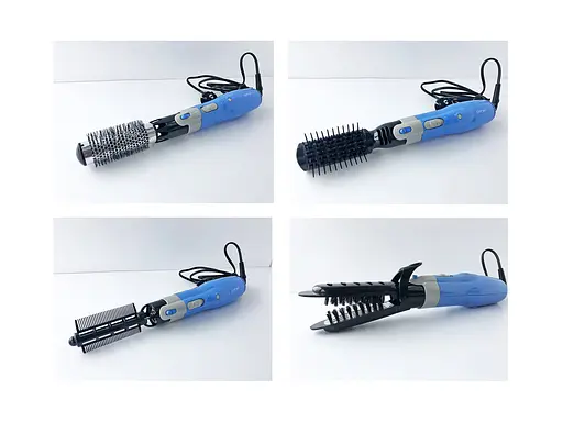 Фен-шітка-браш Gemei 4833 стайлер з обертовими насадками щітка для накрутки завивки волосся гребінець - фото 3