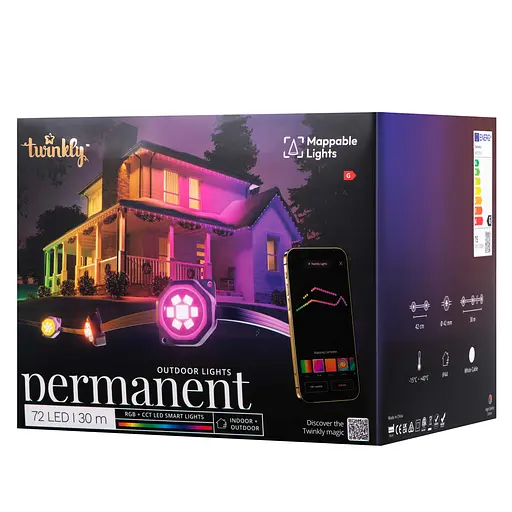 Twinkly Гірлянда Smart LED Twinkly Permanent Light RGB 72 IP65 кабель білий - фото 1
