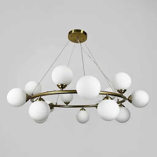 Кольцевая латунная люстра на 15 белых плафонов 95 см Line F Арт. 1548 15 AB - фото 1