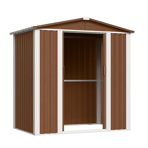 Хозблок-сарай металлический DS-02 с двускатной крышей 185х180х120 см (ВхШхГ)Коричневый - фото 3