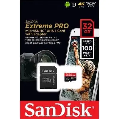 Карта памяти SanDisk Extreme Pro 32 GB MicroSD (SDXC) + адаптер SD-HC - фото 5