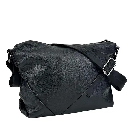 Кожаная женская сумка через черное плечо UnaBorsetta NB2-3401A