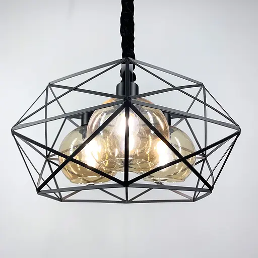 Люстра на 3 плафони янтар або графіт Line.F Колір плафона Янтарний - фото 2