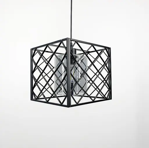 Світильник лофт у геометричному каркасі Line.F Колір плафона Янтарний - фото 5