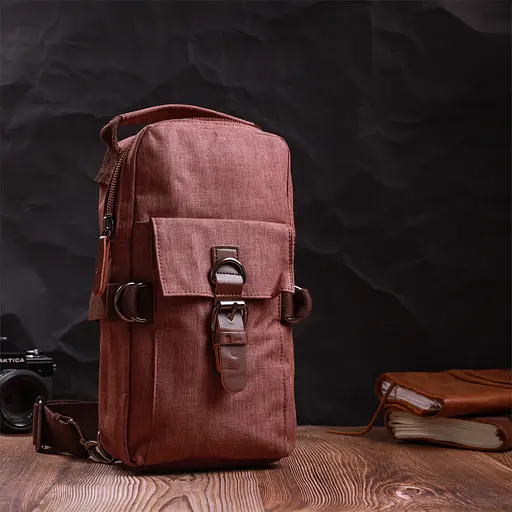 Плечова сумка для чоловіків із щільного текстилю Vintage 16х29х8 см sum0028977 - фото 9