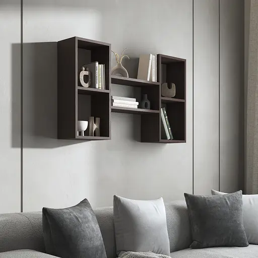 Навесная полка Vays M-11 с нишами для книг и декора ЛДСП 100x18x60 см для гостиной спальни кабинета - фото 3