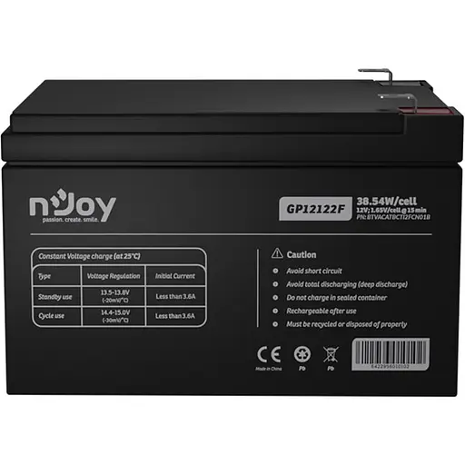 Аккумуляторная батарея для ИБП Njoy AGM 12 V / 12 А*ч (GP12122F) - фото 2