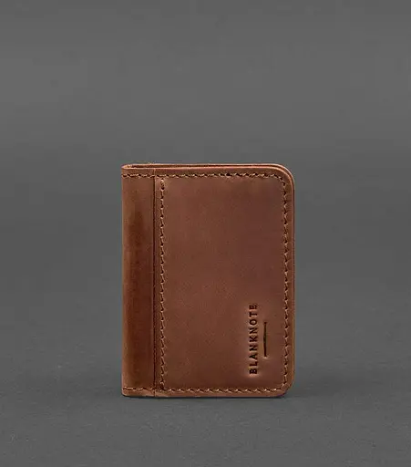 Кожаная обложка для ID-паспорта и водительского заседания 4.1 светло-коричневая Crazy Horse с гербом - фото 1