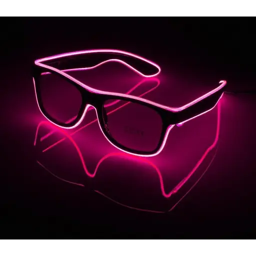 Очки светодиодные Leds прозрачные El Neon ray pink неоновые