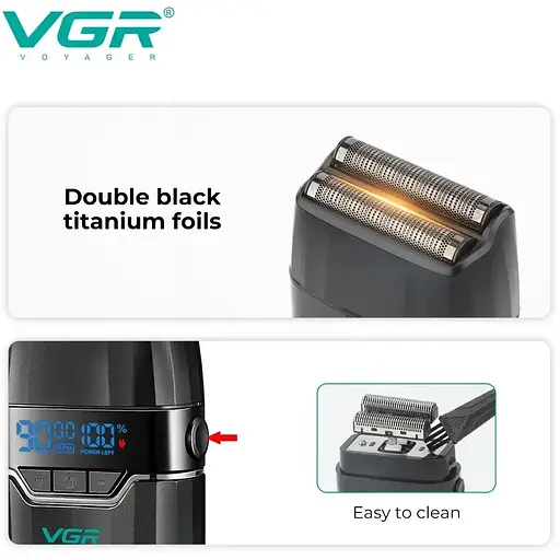 Професійний акумуляторний шейвер для гоління бороди та вусів VGR V-308 - фото 5