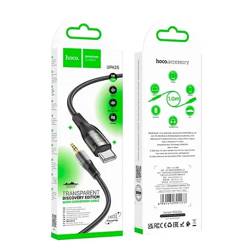 Кабель Hoco UPA25 Transparent Discovery Edition Digital audio conversion cable Type-C Черный - фото 2
